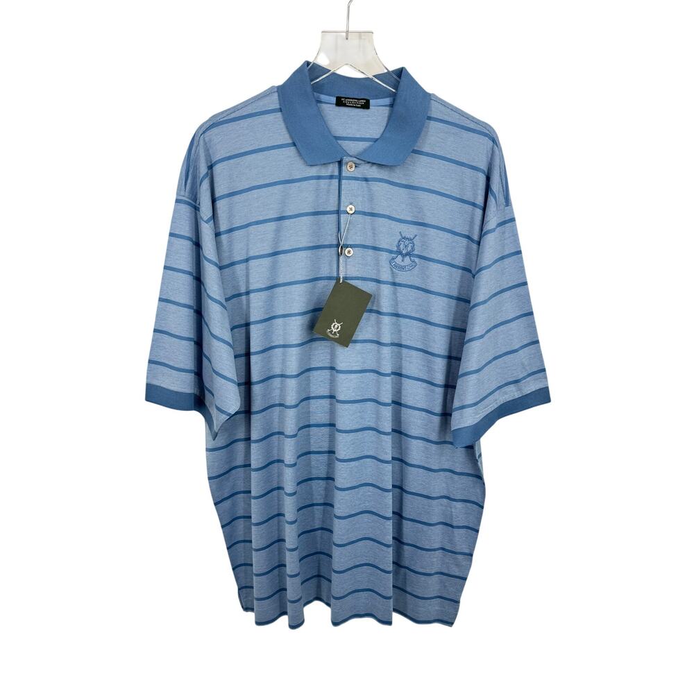 St Andrews Links Collection golf polo shirt men's XL stripe logo blue NEW